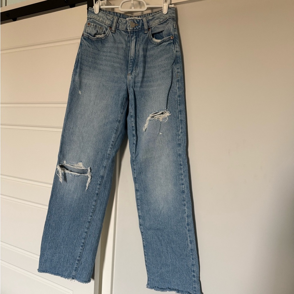 Garage Light Blue Distressed Flare Jeans